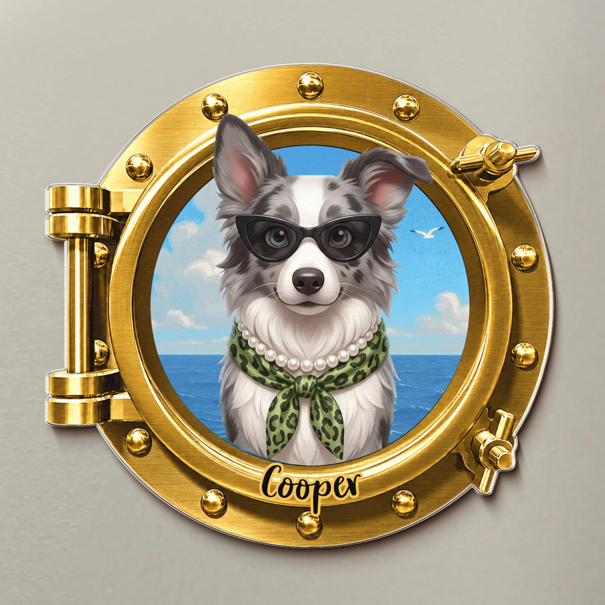 Cruise Door Decor Custom Pet Cartoon Themed Porthole - Personalized Magnet