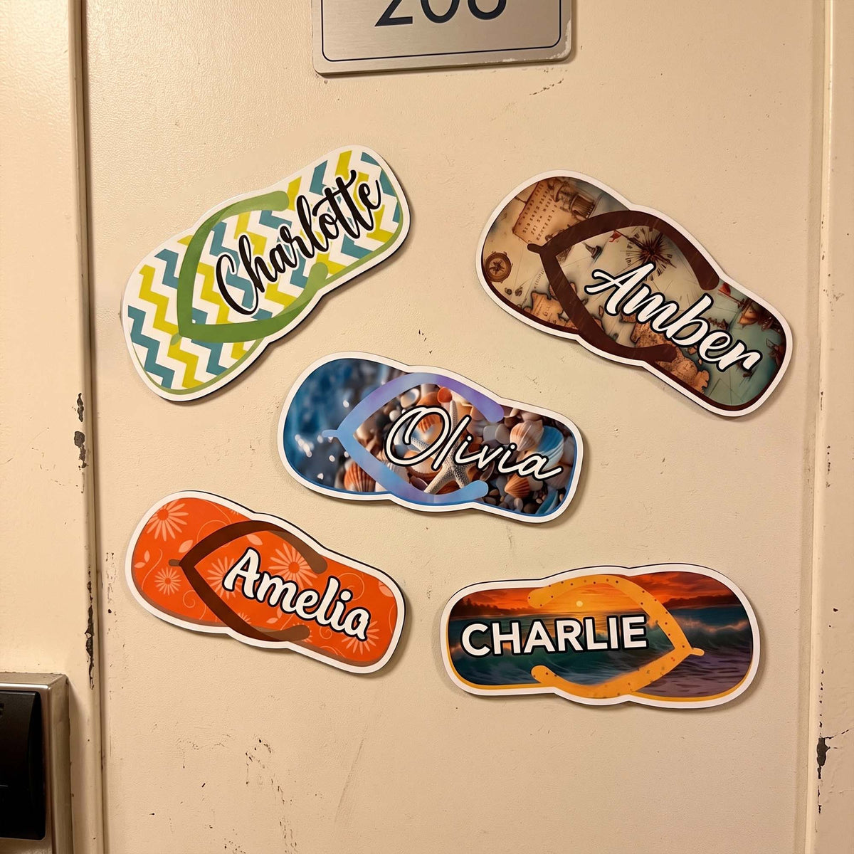 Summer Flip Flops - Cruise Door Signs Stateroom Decor Cruising Family Vacation, Girls Trip - Personalized Magnet