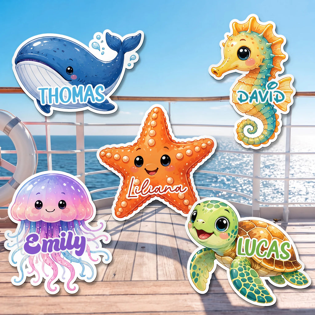 Sea Creature For Kids - Cruise Door Signs Stateroom Decor Cruising Family Vacation - Personalized Magnet