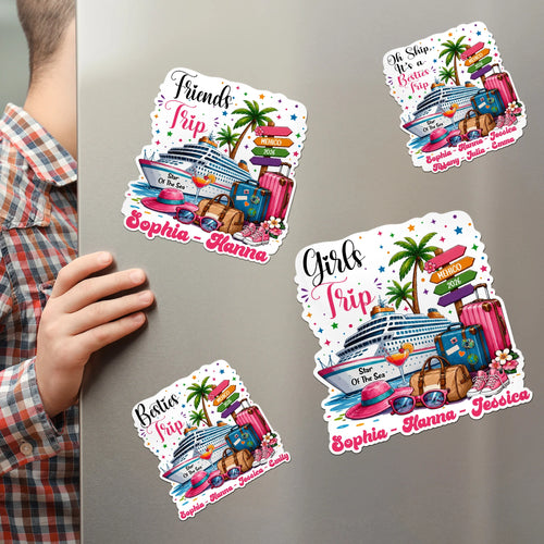 Cruise Door Signs Stateroom Decor Cruising Family Vacation, Girls Trip, Bachelor - Personalized Magnet