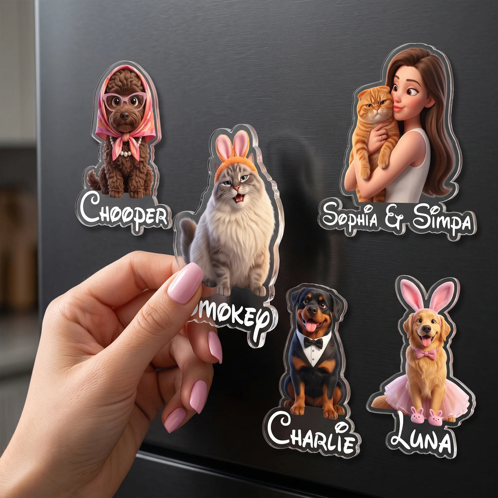 Cartoon Your Pet - Gifts For Dog Mom, Cat Mom - Personalized Magnet