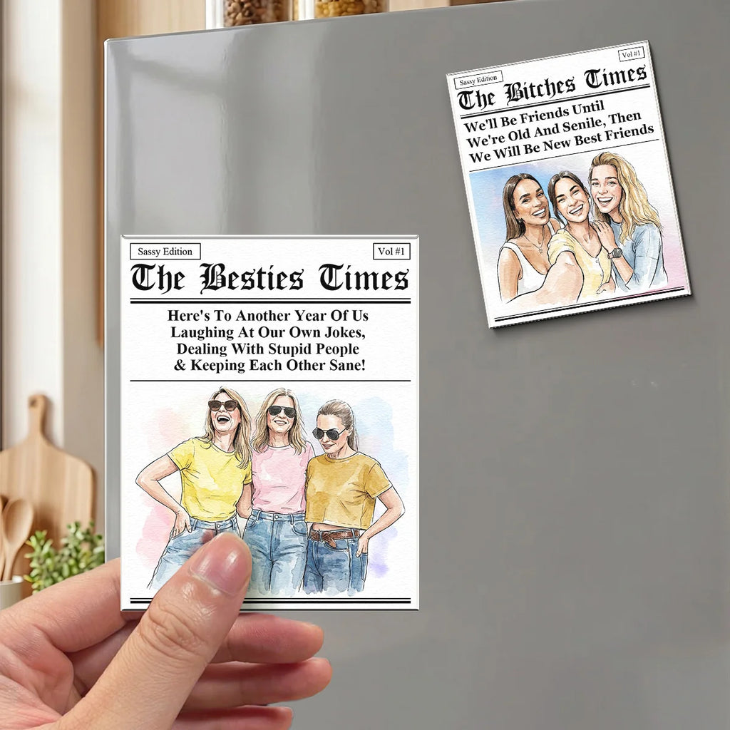 Friendship Gifts Custom Photo Watercolor Art - Personalized Magnet