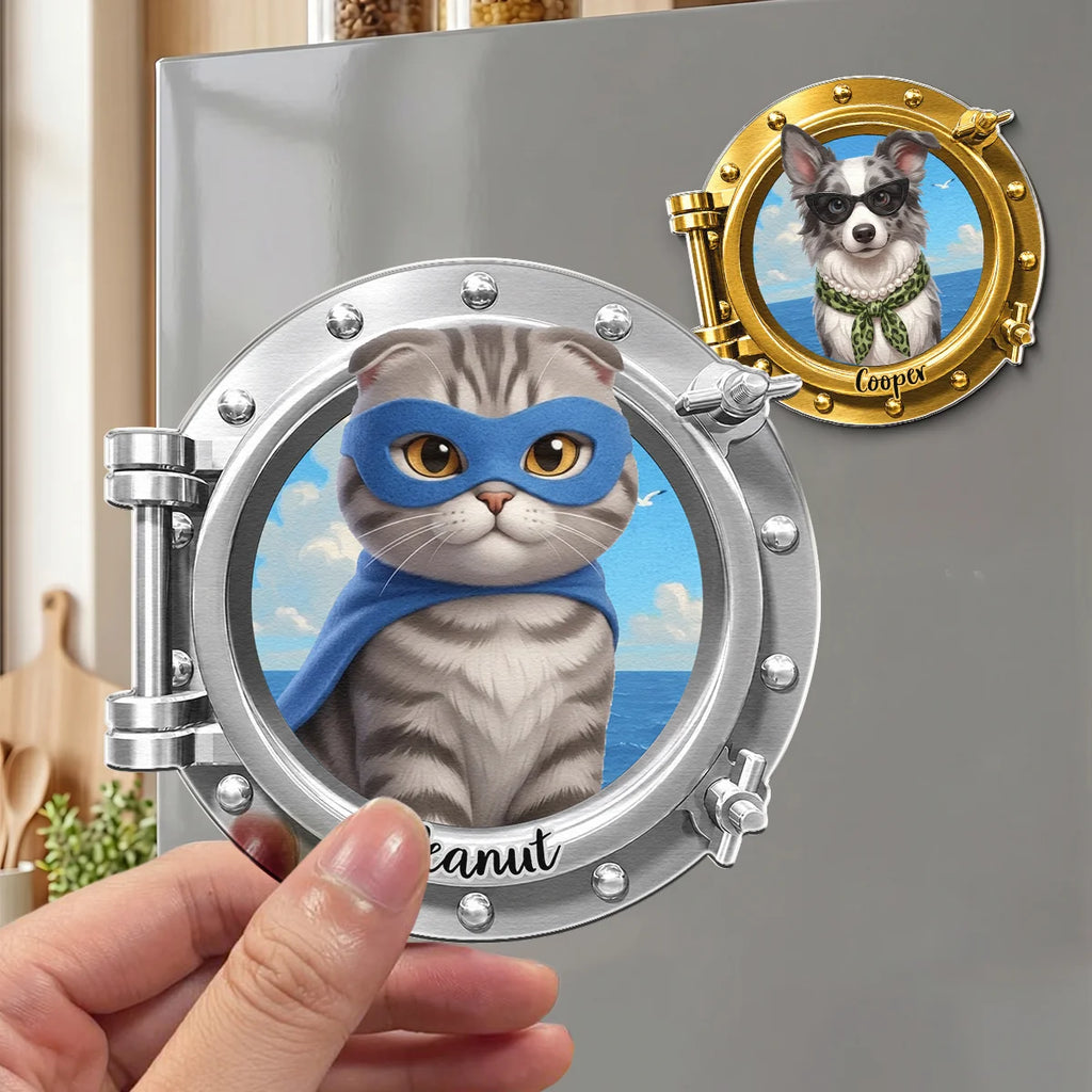 Cruise Door Decor Custom Pet Cartoon Themed Porthole - Personalized Magnet